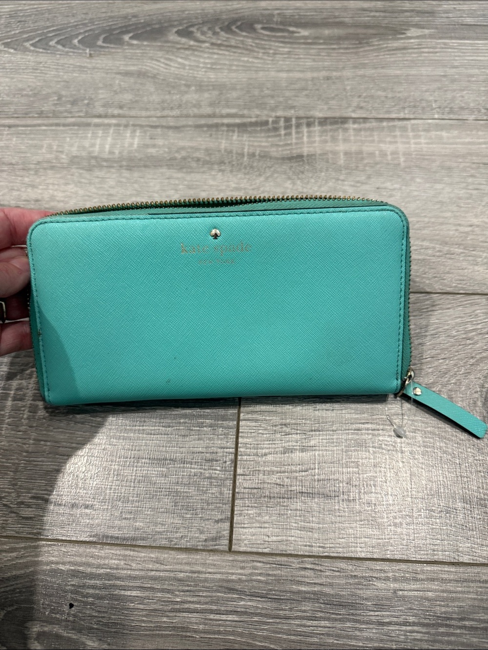 Kate Spade Turquoise Zip Leather Wallet